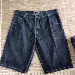 MENS RISK BLACK DENIM SHORTS SZ 44 HIP HOP